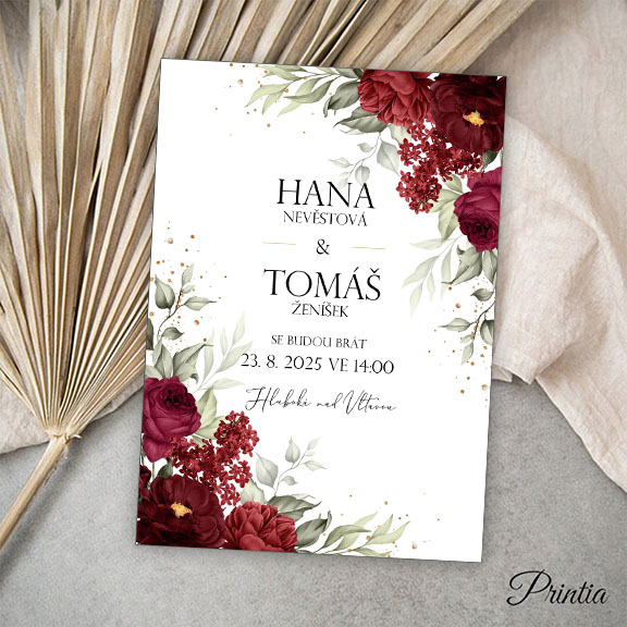 Wedding invitation burgundy